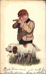 Young Hunter with Dog Hunting Postcard Postcard