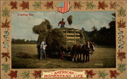 Loading Hay - American Homestead Life Postcard