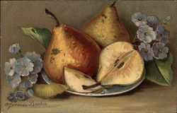 Still Life - Pears and Flowers Postcard Postcard