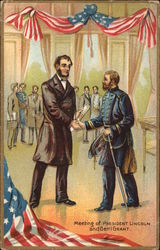 Meeting of President Lincoln and General Grant Presidents Postcard Postcard