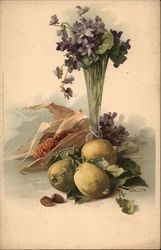 Purple Flowers, Lemons and Corn Postcard