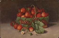 Basket of Strawberries by Marcello Giachino Fruit Postcard Postcard