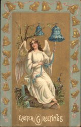 Easter Greetings - Angel with Bells Postcard