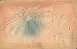 Embossed Butterfly with blue and pink shading Airbrushed Postcard Postcard