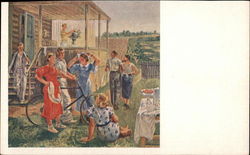 Young Factory Workers in a Summer College by I. D. Shtange Art Postcard Postcard