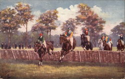 Steeplechasing - Taking The Hurdle Tuck's Oilette Series Postcard Postcard