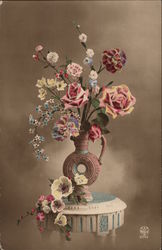 Donut Hole Vase with Roses and other flowers Postcard Postcard