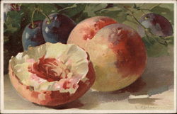 Peaches and Grapes Fruit Postcard Postcard