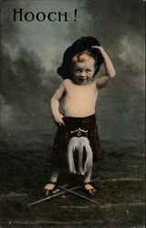 Hooch! - Young Child Dressed in Kilt Postcard Postcard