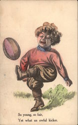 Girl Kicking a Football Children Postcard Postcard