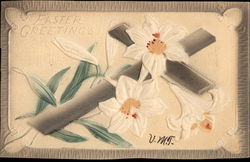 Easter Greetings - Cross with Lilies Postcard