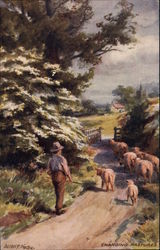 Changing Pastures by Gilbert Foster Tuck's Oilette Series Postcard Postcard