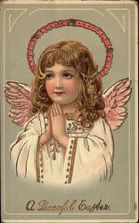 A Peaceful Easter - Angel Praying With Angels Postcard Postcard