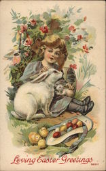 Loving Easter Greetings With Children Postcard Postcard