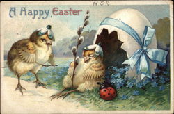 A Happy Easter With Chicks Postcard Postcard