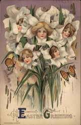 Bouquet of Lilies with Womens' Faces Flowers Postcard Postcard