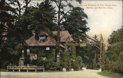 Lodge and Entrance to Pine Banks Park Malden, MA Postcard Postcard