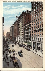 Spring Street Showing Financial District Postcard