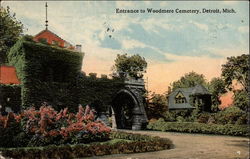 Entrance to Woodmere Cemetery Detroit, MI Postcard Postcard