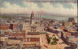 Bird's Eye View of City, from City Hall Tower East Detroit, MI Postcard Postcard