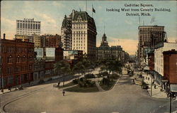 Cadillac Square, looking West from County Building Postcard