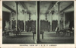 General View of IOOF Library Fraternal Postcard Postcard