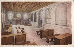 St. Louis Public Library, Central BUilding, Delivery Hall Postcard