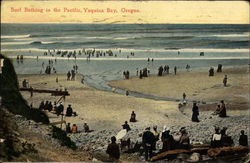 Surf Bathing in the Pacific, Yaquina Bay Postcard