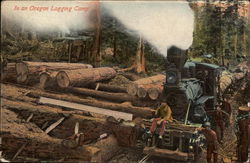 In an Oregon Logging Camp Postcard Postcard