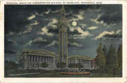 Muncipal Group And Administration Building By Moonlight Postcard