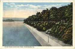 River Front Steps And Park Postcard