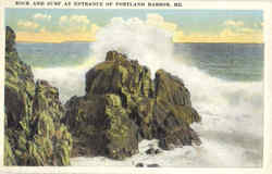 Rock And Surf At Entrance Of Portland Harbor Postcard