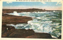 Rocks And Surf At Nubble Light Postcard