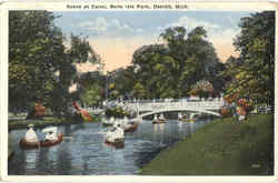 Scene At Canal, Belle Isle Postcard