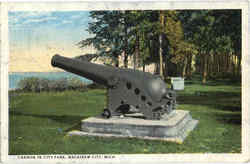 Cannon In City Park Mackinaw City, MI Postcard Postcard