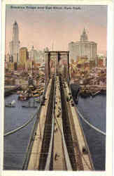 Brooklyn Bridge Over East River New York City, NY Postcard Postcard