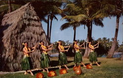 Five Hula Dancers Postcard