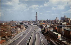 Traffic on the John F. Fitzgerald expressway in Boston Postcard