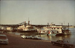 St. Louis Riverfront. Riverboats - New and Old Missouri Postcard Postcard