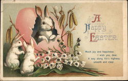 A Happy Easter With Bunnies Postcard Postcard