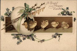 A Bright and Happy Easter - Chicks and Egg Postcard