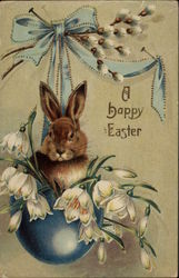 A Happy Easter With Bunnies Postcard Postcard