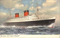 R.M.S. "Queen Elizabeth" - Cunard Line Postcard