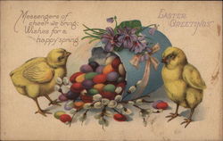 Easter Greetings With Chicks Postcard Postcard