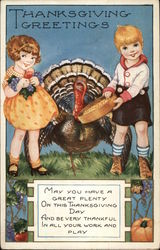 Thanksgiving Greetings Children Postcard Postcard