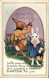 A Happy Easter With Bunnies Postcard Postcard