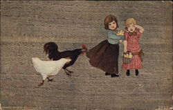 Children with Chicks and Chickens Postcard