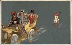 Affection's Token - Women in a Car being Chased by a Huntsman Postcard