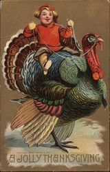 A Jolly Thanksgiving Turkeys Postcard Postcard