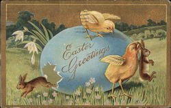 Easter Greetings With Chicks Postcard Postcard